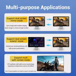 Vention кабел Display Port 1.4 DP M / M 8K 1.5m - Cotton Braided, Black - HCCBG