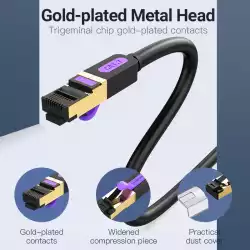 Vention Кабел LAN SSTP Cat.7 Patch Cable - 2M Black 10Gbps - ICDBH
