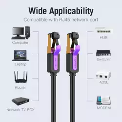 Vention Кабел LAN SSTP Cat.7 Patch Cable - 2M Black 10Gbps - ICDBH