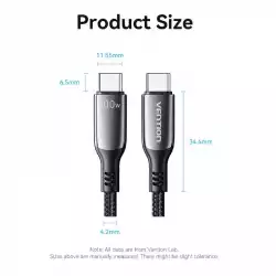 Vention кабел USB2.0 Type-C/Type-C 100W, LED display 2m - CTKBH