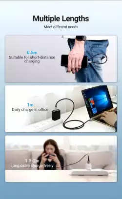 Vention Кабел USB 2.0 Type-C to Type-C - 1.0M Black 5A Fast Charge - TAEHF