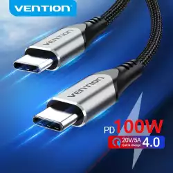 Vention Кабел USB 2.0 Type-C to Type-C - 1.0M Black 5A Fast Charge - TAEHF