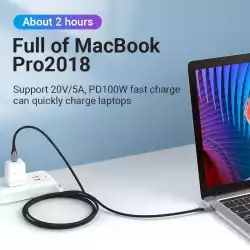 Vention Кабел USB 2.0 Type-C to Type-C - 1.0M Black 5A Fast Charge - TAEHF