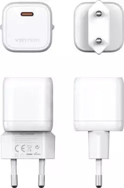 Vention Универсално зарядно за стена Charger Wall GaN - USB Type-C 30W White - FAKW0-EU