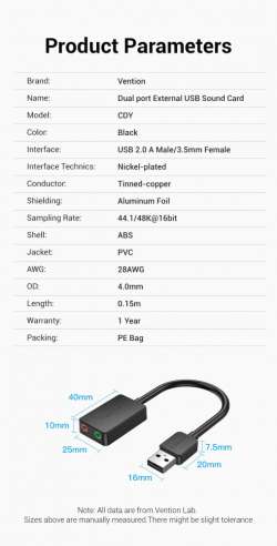 Vention външна звукова карта USB Sound card - CDYB0