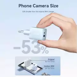 Vention зарядно за стена Charger Wall GaN - QC3.0 + Power Distribution Type-C 30W - FEQW0-EU