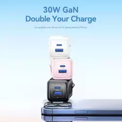 Vention зарядно за стена Charger Wall GaN - QC3.0 + Power Distribution Type-C 30W - FEQW0-EU