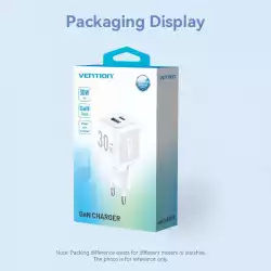 Vention зарядно за стена Charger Wall GaN - QC3.0 + Power Distribution Type-C 30W - FEQW0-EU