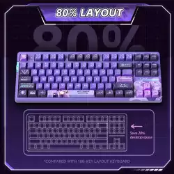 VGN безжична геймърска механична клавиатура Wireless Gaming Mechanical Keyboard - V87 Caribbean Blue - Power Silver Switches [Linear]
