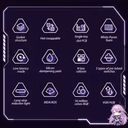 VGN безжична геймърска механична клавиатура Wireless Gaming Mechanical Keyboard - V87 Starry Sky - Dynamic Silver Switches [Linear]