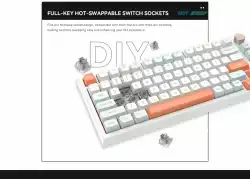 VGN професионална геймърска механична клавиатура Professional Gaming Mechanical Keyboard N75 RGB Jelly Orange - Power Silver Switches [Linear]
