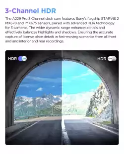 VIOFO Видеорегистратор Dash Cam A229 Pro 3 Channel - 4K, HDR, Dual Sony STARVIS 2, GPS, Bluetooth