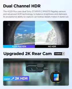 VIOFO Видеорегистратор Dash Cam A229 Plus 2 Channel - 2K, HDR, Sony STARVIS 2, GPS
