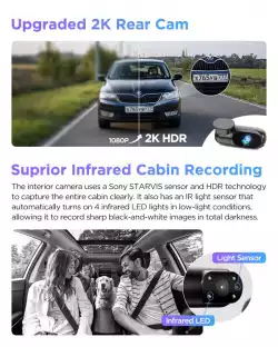 VIOFO Видеорегистратор Dash Cam A229 Pro 3 Channel - 4K, HDR, Dual Sony STARVIS 2, GPS, Bluetooth