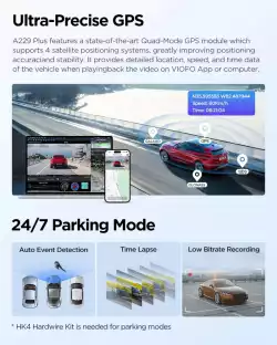 VIOFO Видеорегистратор Dash Cam A229 Plus 2 Channel - 2K, HDR, Sony STARVIS 2, GPS