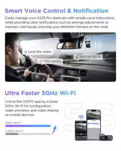 VIOFO Видеорегистратор Dash Cam A229 Pro 2 Channel - 4K, HDR, Dual Sony STARVIS 2, GPS, Bluetooth