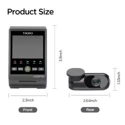 VIOFO Видеорегистратор Dash Cam A229 Pro 2 Channel - 4K, HDR, Dual Sony STARVIS 2, GPS, Bluetooth
