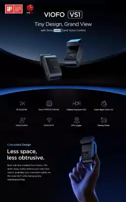 VIOFO Видеорегистратор Dash Cam VS1 - 2K, Sony STARVIS 2, 32GB SD Card Included, GPS, Bluetooth