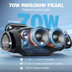 W-King Блутут мобилна колонка Bluetooth Speaker - X10 Black- 70W