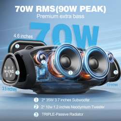 W-King Блутут мобилна колонка Bluetooth Speaker - X10 Black- 70W