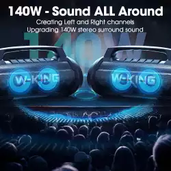 W-King Блутут мобилна парти колонка Bluetooth Party Speaker - D10 Black - 70W, Karaoke mic input, Light Show