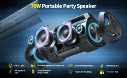 W-King Блутут мобилна парти колонка Bluetooth Party Speaker - D10 Black - 70W, Karaoke mic input, Light Show