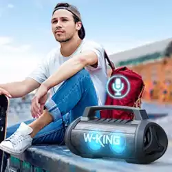 W-King Блутут мобилна парти колонка Bluetooth Party Speaker - D10 Black - 70W, Karaoke mic input, Light Show