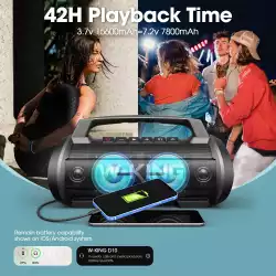 W-King Блутут мобилна парти колонка Bluetooth Party Speaker - D10 Black - 70W, Karaoke mic input, Light Show