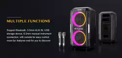 W-King Блутут парти колона Bluetooth Party Speaker - T9 PRO - 120W, 2 x Wireless Microphones, Karaoke
