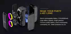W-King Блутут парти колона Bluetooth Party Speaker - T9 PRO - 120W, 2 x Wireless Microphones, Karaoke