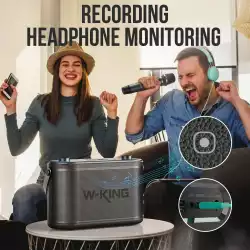 W-King Блутут парти колона Bluetooth Party Speaker - H10 - 120W, 2 x Wireless Microphones, Karaoke