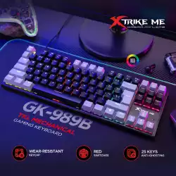Xtrike ME геймърска механична клавиатура Gaming Mechanical keyboard 87 keys TKL - GK-989B - RED switches