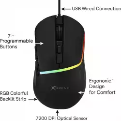 Xtrike ME Геймърска мишка Gaming Mouse GM-322 Black - 7200dpi
