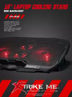 Xtrike ME охлаждане за лаптоп Notebook Cooler 16" -  FN-802 - Backlight