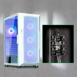 Zalman кутия Case ATX - i3 NEO ARGB White - Mesh, aRGB, Tempered Glass                          