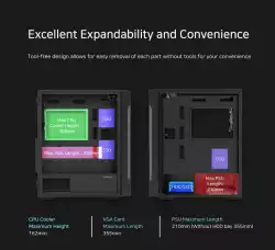 Zalman кутия Case ATX - I3 NEO TG Black - aRGB, Tempered Glass