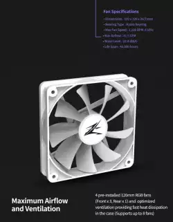 Zalman кутия Case ATX - I3 NEO White - RGB, Mesh