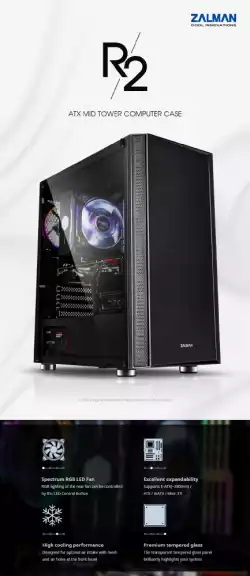 Zalman кутия за компютър Case ATX - R2 BLACK