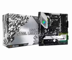 ASROCK Main Board Desktop B550M STEEL LEGEND (AM4, B550, 4xDDR4, 1xPCIe 4.0x16, 1xPCIe 3.0x1, 6xSATA, 1x M.2 PCIe Gen4 x4, 1xM.2, DP, HDMI, 2.5GLAN, mATX, Retail)