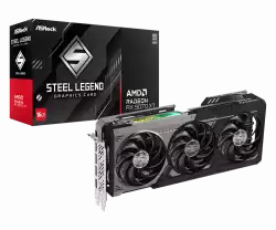 ASROCK Video Card AMD Radeon RX 9070 XT Steel Legend Dark 16GB GDDR6, 256-bit, 3x DisplayPort 2.1a, 1x HDMI 2.1b, 298 x 131 x 58 mm, 2.9-slot, recomended PSU 800W, 2x 8-pin pwoer connector, 90-GA5VZZ-00UANF