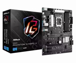 ASROCK Main Board Desktop Z690 Phantom Gaming 4 (S1700, Z690, 4x DDR4, 2x PCIe x16, 3x PCIe x1, 4x SATA3 6.0Gb/s, 2x m.2 PCIe Gen4x4, RAID 0,1,5,10, 10x USB 3.2, 1x USB-C 1x RJ-45 2.5G Lan, HDMI, DP, ATX, Retail