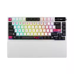 Asus ROG Azoth X 75% custom gaming keyboard, ROG NX Snow V2, dye-sub and semi-translucent keycaps, gasket mount, five-layer dampening, FR4 plate, south-facing PCB,  OLED display & knob, RGB-White                          