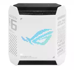 Asus Gaming Mesh WiFi system, ROG Rapture GT6 1PK, AX10000,Tri-Band, up to 275m2, Tri-Core 1.7GHz CPU, 256MB/512MB Flash/RAM, 2.5G port, AiProtection Pro, Adaptive QoS, VPN server/client, IPTV, OFDMA, MU-MIMO, Beamforming, Link Aggregation, AiMesh, White