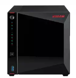 Asustor AS5304T, 4-Bay NAS, Intel Celeron J4105 Quad-Core 1.5 GHz (burst up 2.5 GHz), 4 GB SO-DIMM DDR4, 4x 2.5"/3.5" SATA3 HDD or SSD, 2x 2.5 GbE, 3x USB 3.2 Gen 1 Type A, WOW (Wake on WAN), WOL, System Sleep Mode, AES-NI hardware encryption