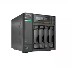Asustor Lockerstor 4 Gen3 AS6804T 4 Bay NAS, AMD Ryzen Embedded Quad-Core 2.3GHz (burst up to 3.8GHz), Dual USB 4 Ports, Dual 10GbE Ports, Dual 5GbE Ports, 16G ECC RAM DDR5 (Max. 64GB) 4x M.2 SSD Slots (Diskless), 2 x Type C, Black                          