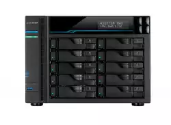Asustor Lockerstore 10 AS6510T, 10-Bay NAS, Intel ATOM C3538 Quad-Core( Denverton 2.1GHz), 8GB DDR4 (Max 32 GB) , 10 GbE x 2, 2.5 GbE x 2, USB 3.2 Gen-1 x 2, 10 x 2.5” / 3.5” SATA or SSD, 2 x M.2PCIe (NvMe) or SATA SSD, with lockable tray, AES-NI hardwar