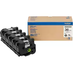 Brother 36mm Black/White (5 pcs Pack)  High Grade Tape                          