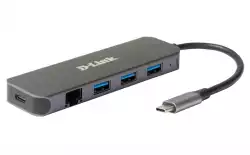 D-Link 5-in-1 USB-C Hub with Gigabit Ethernet/Power Delivery                          