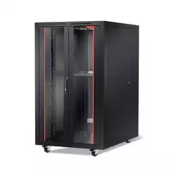 Formrack 19" Free standing rack 26U 800/1000mm, height: 1384 mm, loading capacity: 600 kg, front tempered glass door, openable locking sides and back (does not include castor/feet group)