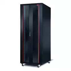 Formrack 19" Free standing rack 42U 800/800mm, height: 2098 mm, loading capacity: 600 kg, front tempered glass door, openable locking sides and back (does not include castor/feet group)
